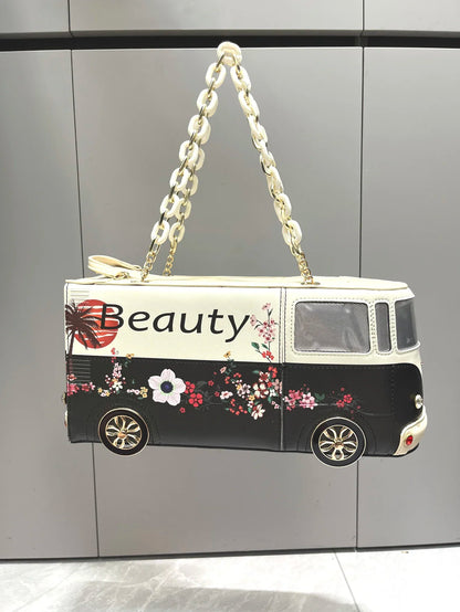 Luxury Designer Purses and Handbags Funny Bus Shape Bag Pu Leather Woman's Bag Purse High Quality Party Wedding Bag