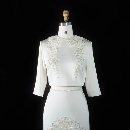 Sharon Said Evening Dress Luxury Mermaid Two Pieces with Sleeves Sequined Embroidery Arabic Wedding Party Gowns SS214 Customized