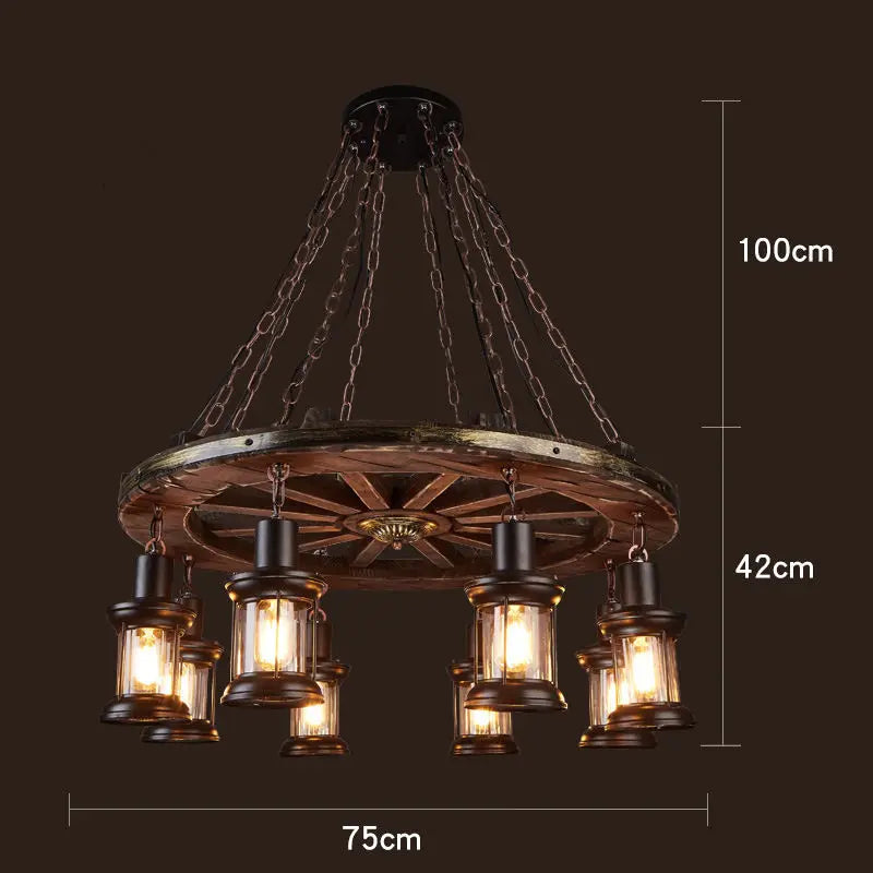 Retro Wood E27 LED Ceiling Lamp Antique Industrial Chandelier Lighting LOFT Bar luminaire Vintage Pendant Lights lustre