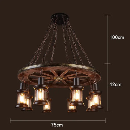 Retro Wood E27 LED Ceiling Lamp Antique Industrial Chandelier Lighting LOFT Bar luminaire Vintage Pendant Lights lustre