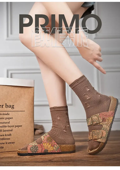 Women Sandals with Memory Foam Footwear Slides for Women with Cork Footbed Flip Flops for Women with Double Straps Sandals