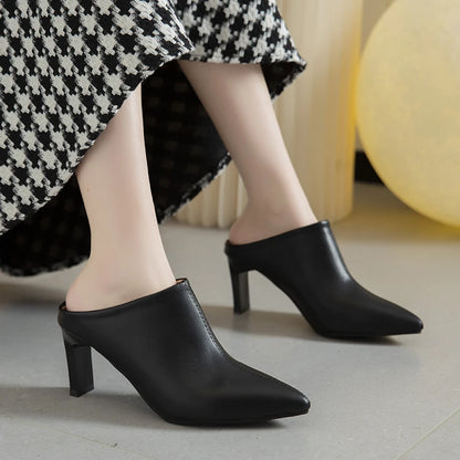 2022 Spring Summer Women Designer Shoes Pointed Toe Mules Slippers Ladies Luxury Brand High Heel Sandals