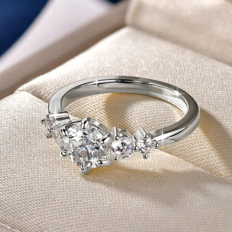 IOGOU 14K Gold Filled 1.0CT 6.5MM D Moissanite Diamond Rings Wedding Engagement Finger Band for Women Exquisite Promise Jewelry