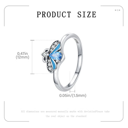 New Original Cartoon Animal Ring S925 Sterling Silver Rings Fashion Elegant Jewelry Romantic Gift For Woman Fine Butterfly Ring