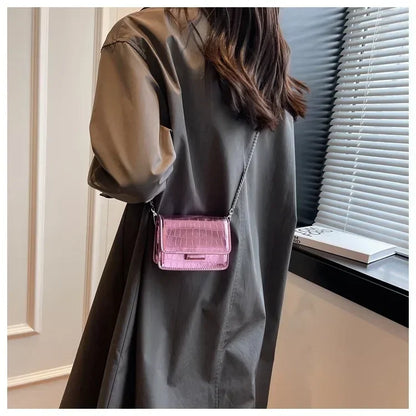 Vintage Women Silver Chic Crossbody Bag Luxury Designer Small Shoulder Bags Fashion Gold Mini Square Cute Pu Leather Handbag