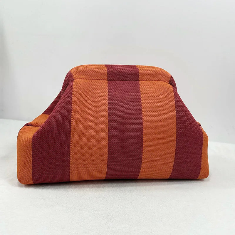Woven Crochet Handbags for Women Summer Beach Clutch Bag Purses Knitting Dumpling Clutch Ruched Cute Cloud Casual Colorblock Bag