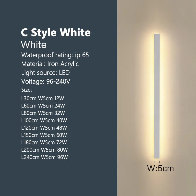 Outdoor Waterproof Wall Lamp LED Strip Background Wall Lamp Stair Garden Lamp Living Room Bedroom Bedside IP65 Wall Lights