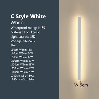 Outdoor Waterproof Wall Lamp LED Strip Background Wall Lamp Stair Garden Lamp Living Room Bedroom Bedside IP65 Wall Lights