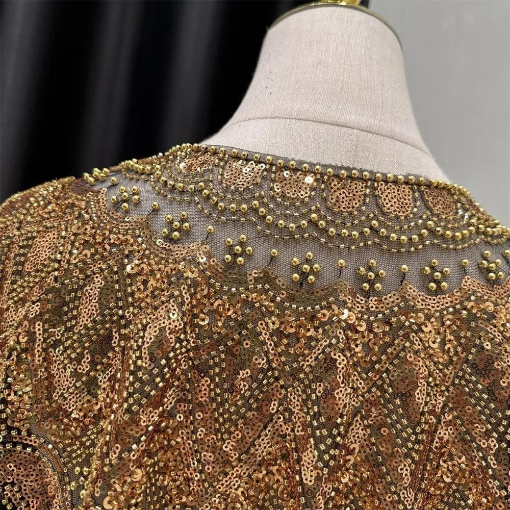 Vintage Sequin Embellished Flapper Shawl Beaded 1920s Sequin Shoulder Shawl Short Outerwear Women