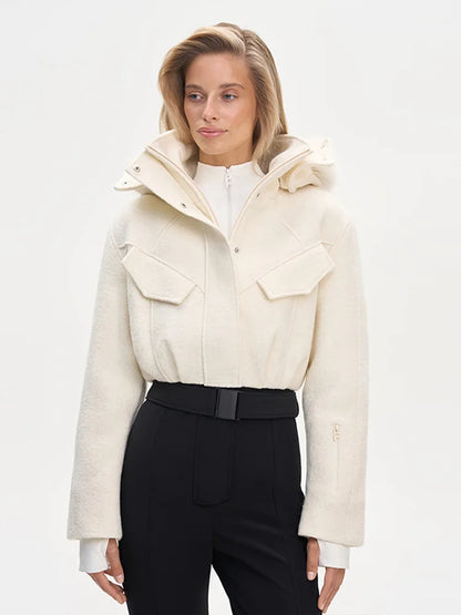 Faux Fur Patchwork Ski Jumpsuit Women Detachable Hoodie Long Sleeves Belts Zipper Warm Skiwear Female 2025 Winter Warm Rompers
