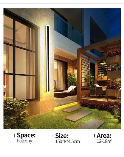 Modern Waterproof outdoor Long Strip LED wall lamps IP65 Iron Wall Light Garden porch Sconce Lights 110V 220V wall washer