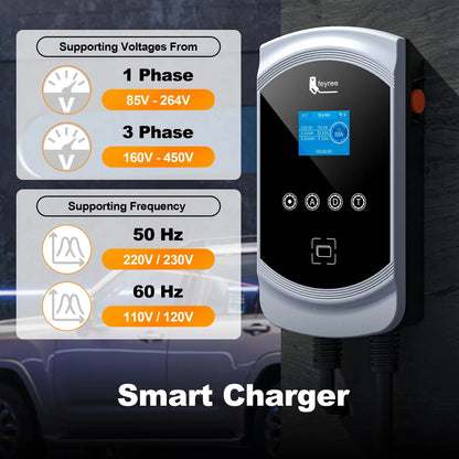 Feyree EV Charger Type2 Cable 32A 7.6kW Dynamic Load Balancing EVSE Wallbox APP Function 11kW 22kW Charging Station Electric Car
