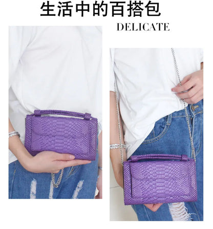 Luxury Snake Pattern Chain Flap Handbags Evening Clutches Crossbody Messenger Shoulder Bags Women Female Ladies Luxurious Purses