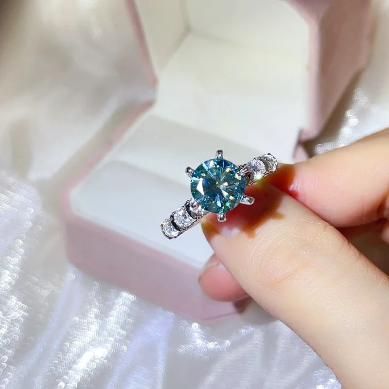 luxury 18K white gold and platinum PT950 marquise colored diamond moissanite ring women's colored special-shaped ring