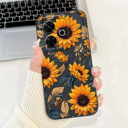 Casing For Redmi 13 Case 13 5G Cute Cat Fashion Luxury Flowers Silicone Shockproof Back Cover For Redmi 13 5G Phone Case Bumper