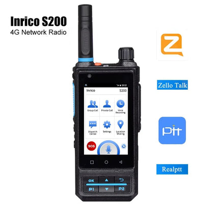 Inrico 4G Network Radio S200 Android 10 LTE/WCDMA/GSM Mobile Phone Work With Real-ptt Zello Unlocked Walkie Talkie Global Call