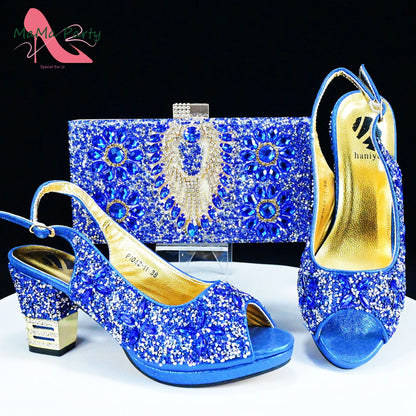 2025 Fashion Style Nigerian Ladies Lovely Shoes and Bag to Match Set in Gold Color Specials Pumps for Dress