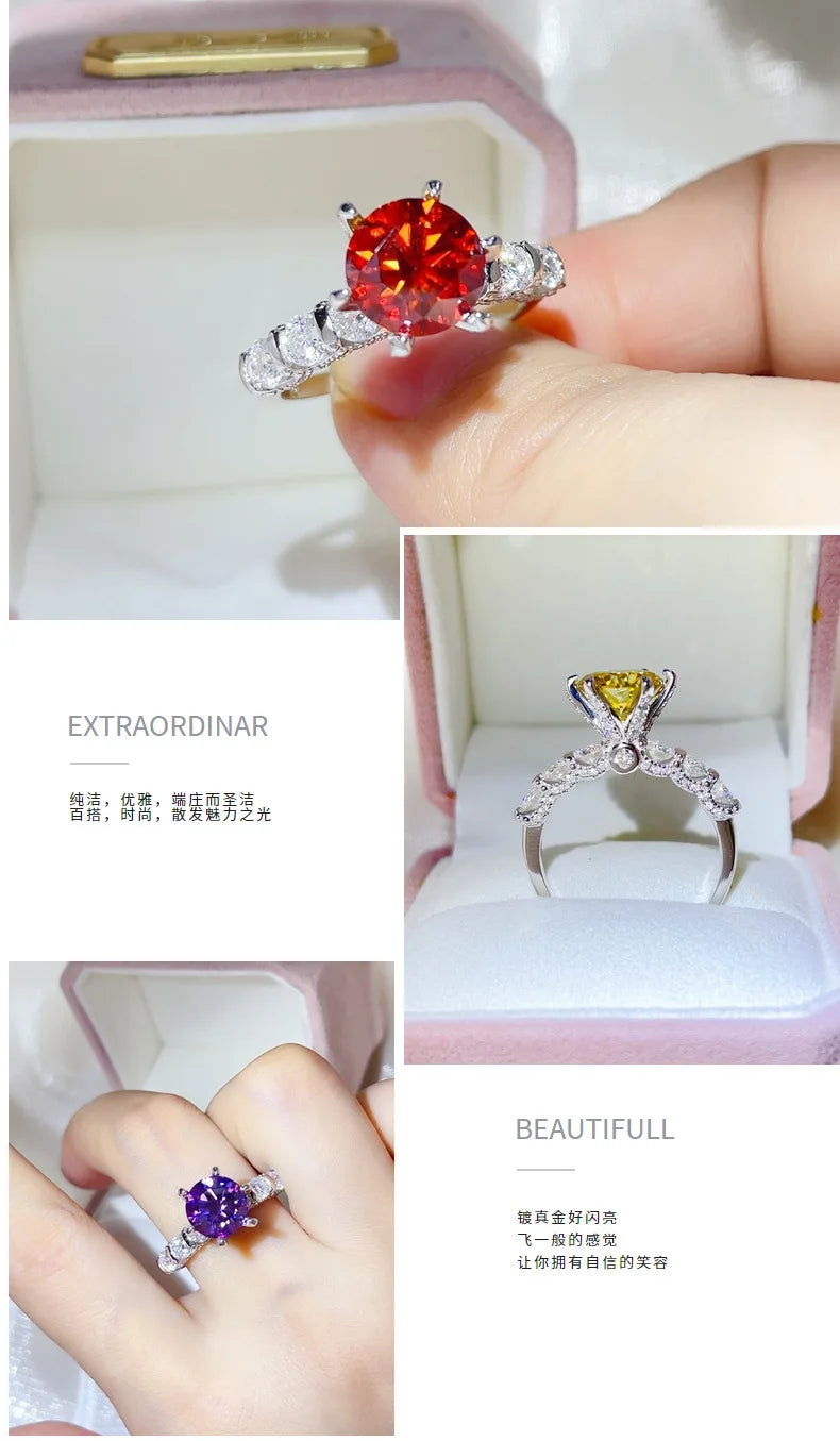 luxury 18K white gold and platinum PT950 marquise colored diamond moissanite ring women's colored special-shaped ring