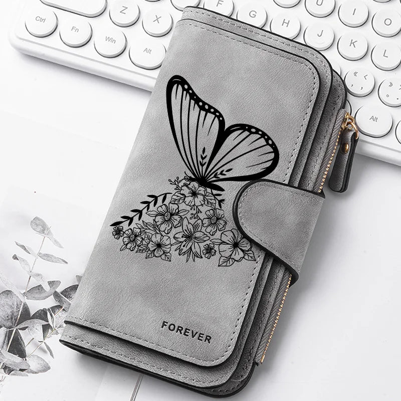 Heart-Shaped Animal Paw Butterfly Print Design Women Wallets Card Coin Wallet for Girls Purse ID Wallets Female Coin Purse Gift