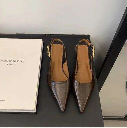 Designer Luxury Summer Pointed Toe Women Sandals Fashion Singbacks Mules Shoes Ladies Elegant Low Heel Stripper Party Sandalias