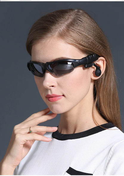 Stereo Earphones Wireless Headset with Mic Polarized Glasses Sunglasses for Driving Cycling Sports Noise Reduction Headphones