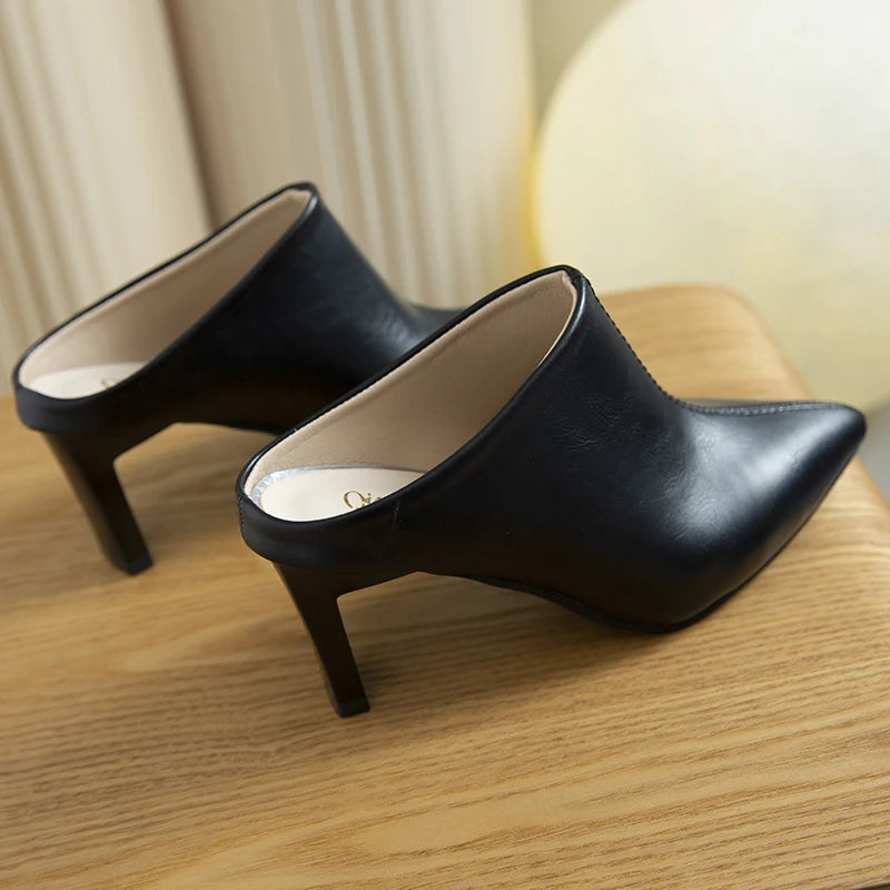 2022 Spring Summer Women Designer Shoes Pointed Toe Mules Slippers Ladies Luxury Brand High Heel Sandals