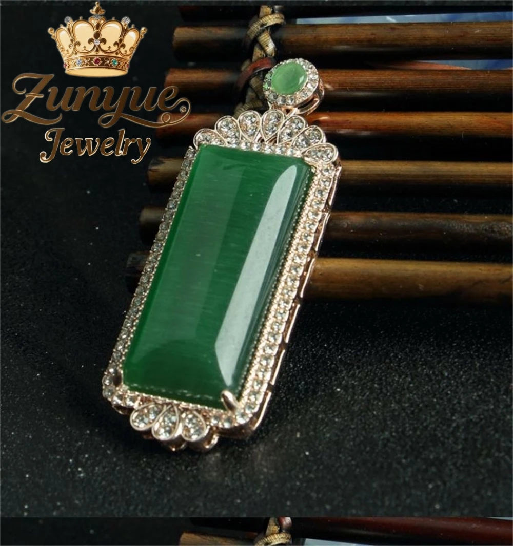 Natural Colorful Cat's Eye Stone Pendant Necklace Elegant Fashion Daily Wear Luxury Quality Fine Jewelry For Women Unisex Gift