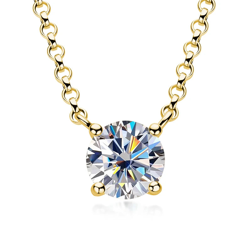 IOGOU 1 Carat D Color Moissanite Diamond Pendant Necklace 925 Sterling Silver High Carbon Simulated Diamond Engagement Necklace