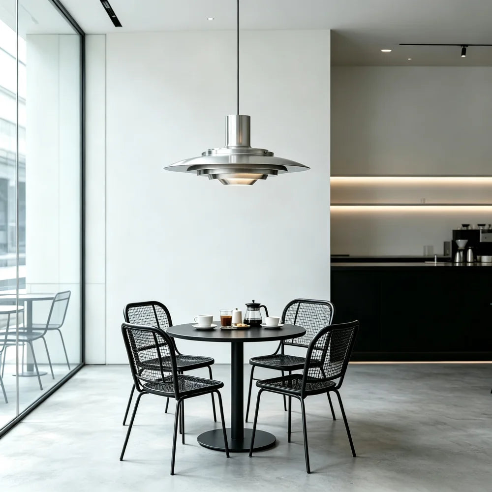 UFO shape Pendant Light Silver Aluminum Multi-level Chandelier Creative Dining Table Bar Desk Lamp Home Decorative Lights