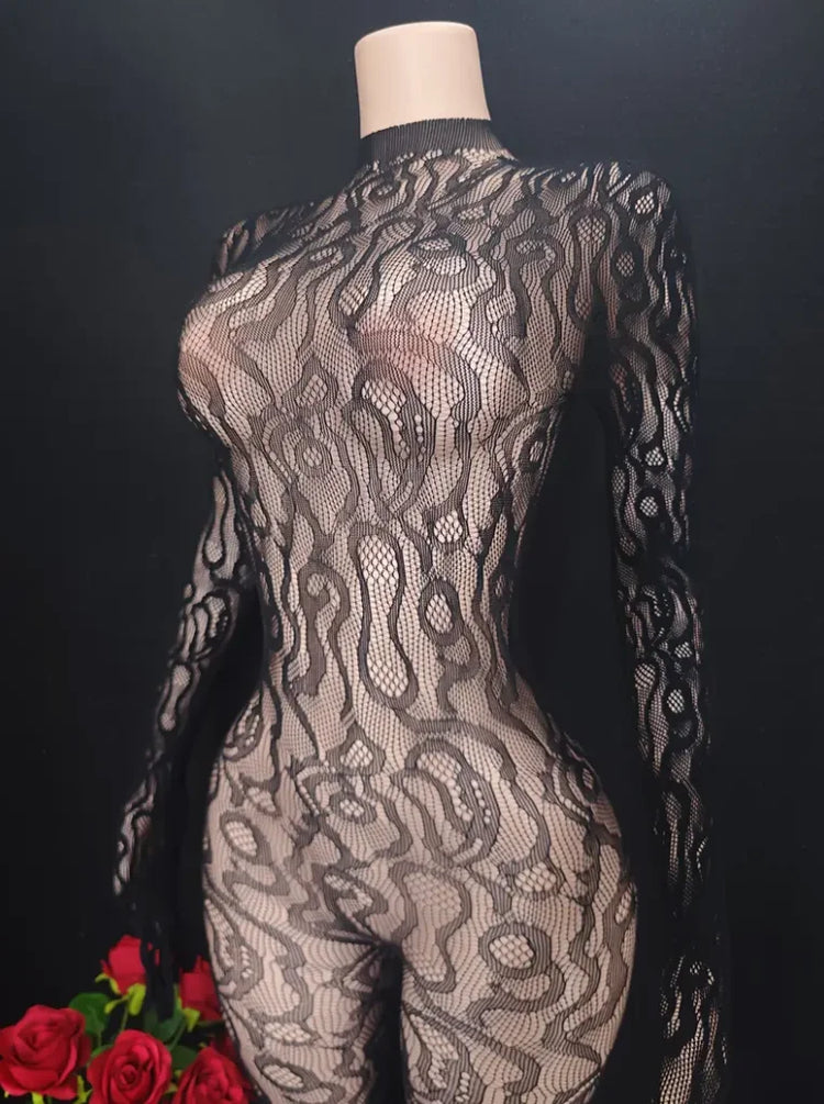Hot Sexy Leopard Fishnet Bodysuit Women Sexy Lingerie Porn Roleplay Outfits Full Bodystockings Lace Underwear Fashion Jumpsuit