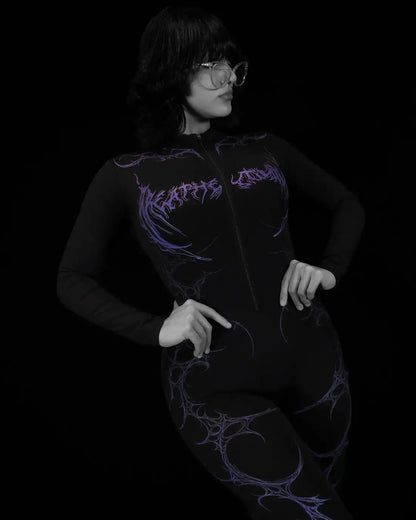 European and American popular zippered long-sleeved trouser jumpsuit slim fit hip-lifting sportswear yoga wear