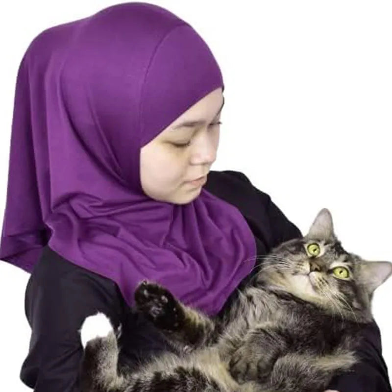 Girls Kids Muslim 1 Piece Amira Practical Hijab Headscarf Instant Scarf Islamic Comfort Headwear for 2 to 6 Years Old