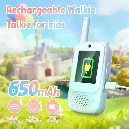 Kids Video Walkie‑Talkies, 2 Pack Rechargeable Video Intercom with HD Camera & Voice, Portable Two‑Way Radio Toy for Boys Girls 3‑14, Indoor Outdoor Camping Hiking Games, Blue & Pink