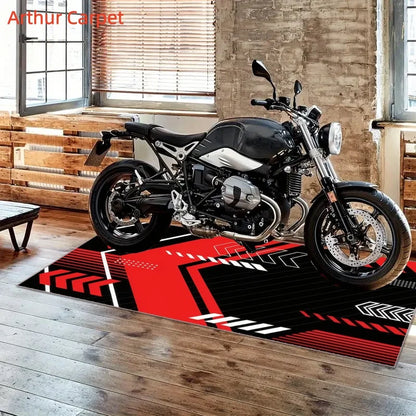 VIKAMA Motorcycle Mat Motorcycle Garage Mat Oil Resistant Waterproof Wearable Rollable Racing Style Carpet