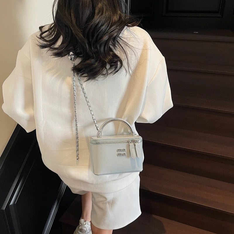 Women Square Handbags 2025 Spring Fashion Chains Crossbody Bags Soft PU Shoulder Bag Ladies Elegant Chic Mini Mobile Phone Bags