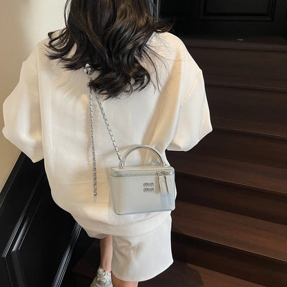 Women Square Handbags 2025 Spring Fashion Chains Crossbody Bags Soft PU Shoulder Bag Ladies Elegant Chic Mini Mobile Phone Bags