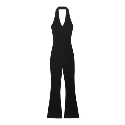 MUJER 2025 Long Jumpsuit Woman Flared Fitness Jumpsuits for Women Black Summer Woman Jumpsuit Sexy Sleeveless Backless Overalls