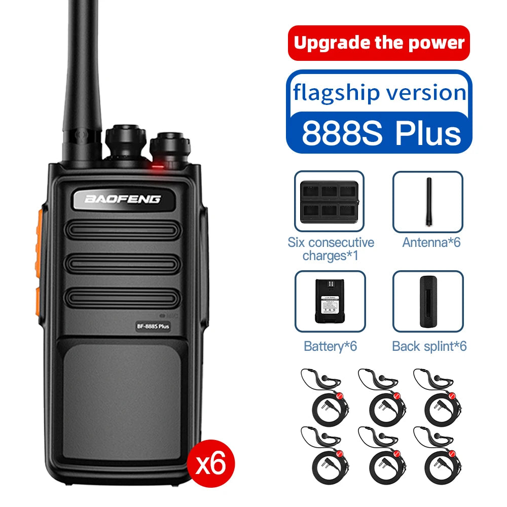 6-Pack Baofeng Walkie Talkie BF-888S PLUS 16CH 3-5km Long Range with Multi-unit Charging Portable Handheld Radio BF-888S Upgrad