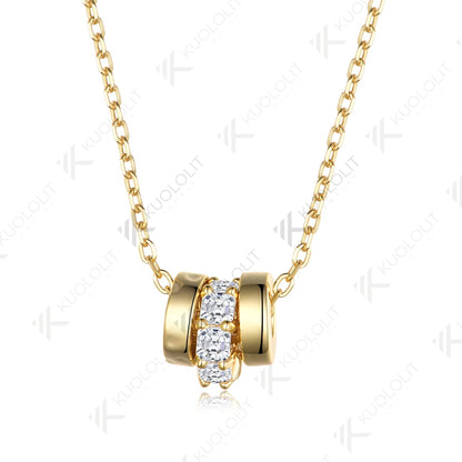 Kuololit Moissanite Necklaces for Women Solid 10K 14K 18K 925 Sliver Asscher Pendant with Chain for Engagement Christmas Gifts