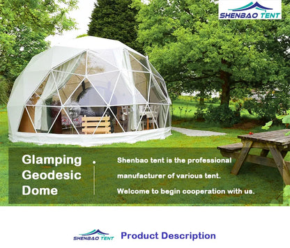 Forest Glamping Geodesic Dome House Prefab Half Sphere Domos Pvc Geodesic Dome Tents for Camping Dome Tent