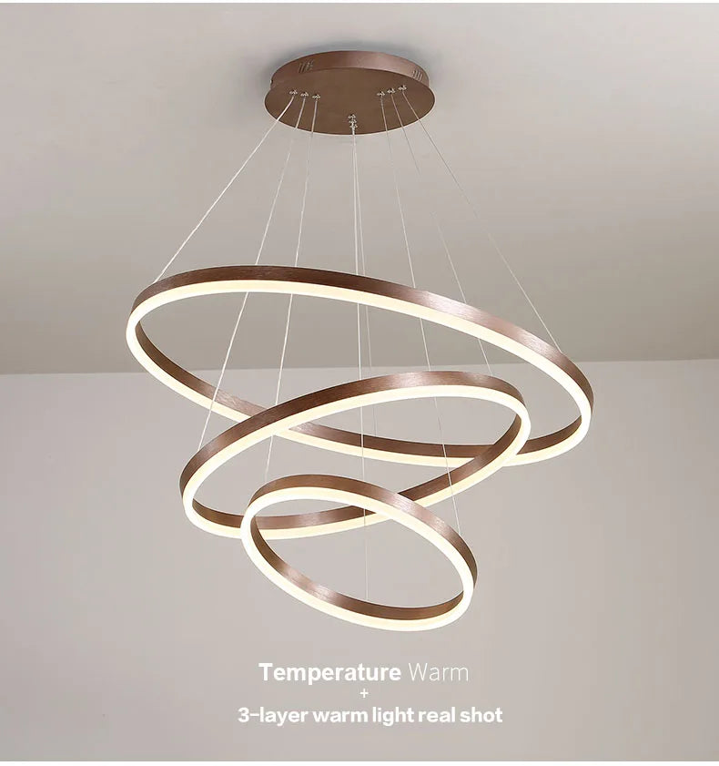 Mordern Minimalist Hign-end LED Pendant Lights Designer Circle Chandelier Home Rooms Decoration for Hall Living Lamping Fixtures