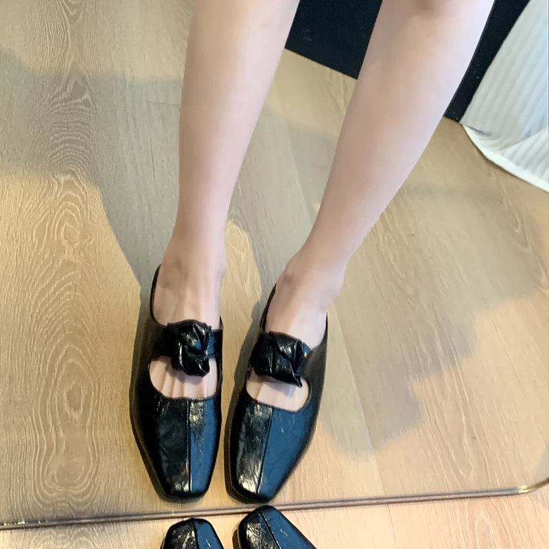 Women Heeled Sandals Slingback Mules Leather Shoes Summer Slippers 2026 Luxury Mary Jane Shoes Comfort Flip Flops Mujer Slides