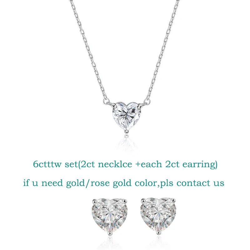 Smyoue 1CT 2CT 3CT Heart Cut Certified Moissanite Necklace for Women 18k Gold Plated Jewelry Sterling Silver S925 Pendant Chain