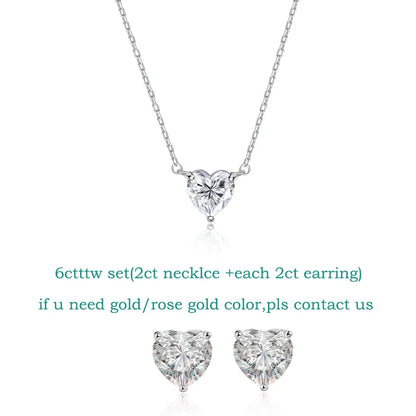Smyoue 1CT 2CT 3CT Heart Cut Certified Moissanite Necklace for Women 18k Gold Plated Jewelry Sterling Silver S925 Pendant Chain