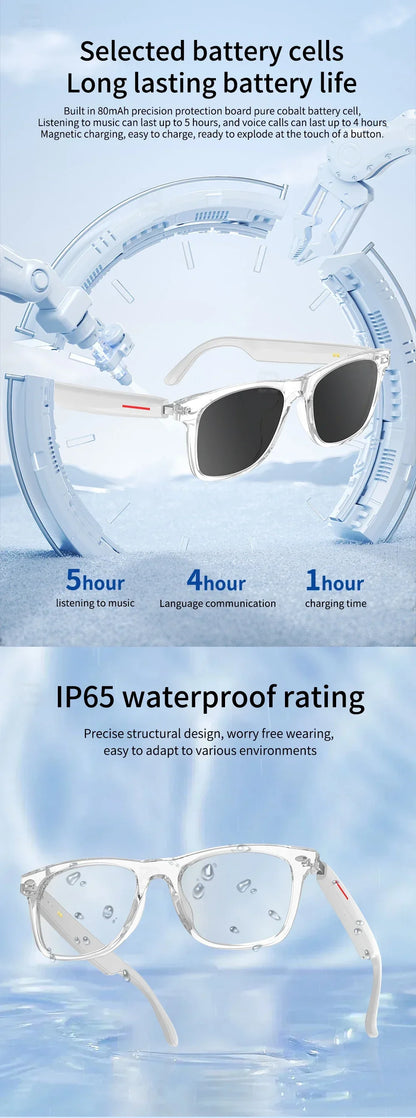 Smart Glasses 144 AI Languages Translator Chat Intelligent Bluetooth Call Glass Touch Headset Real-time Sunglasses for Women Man