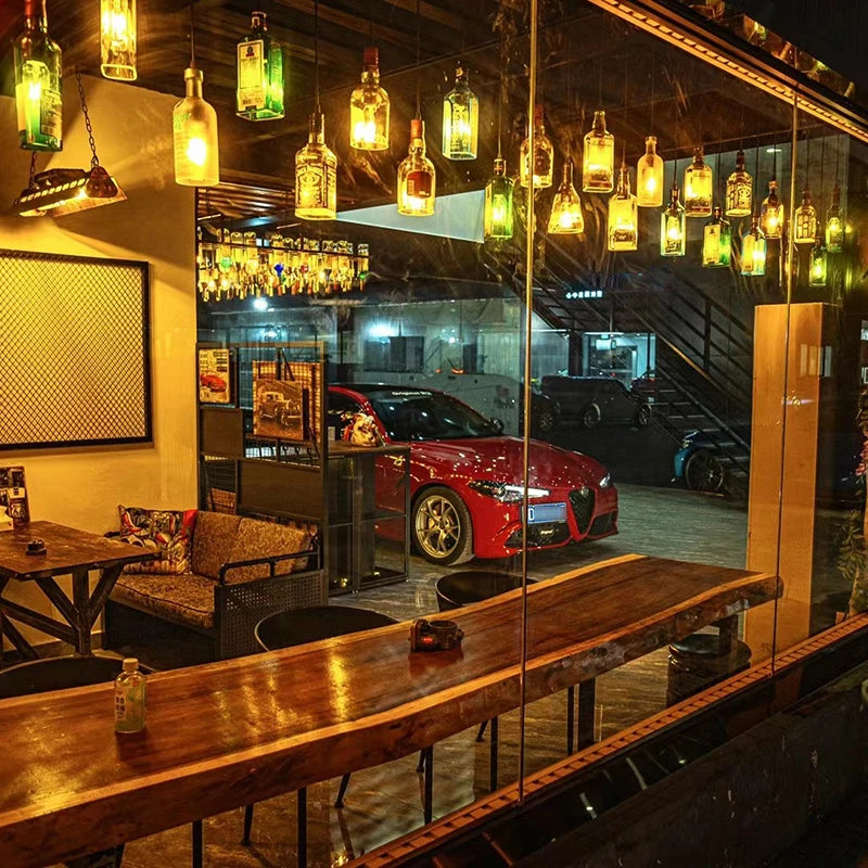 Retro Industrial Loft Wine Bottle Pendant Lights Restaurant Cafe Bar Glass Hanging Lamp Clothing Store Lustre Indoor Lighting