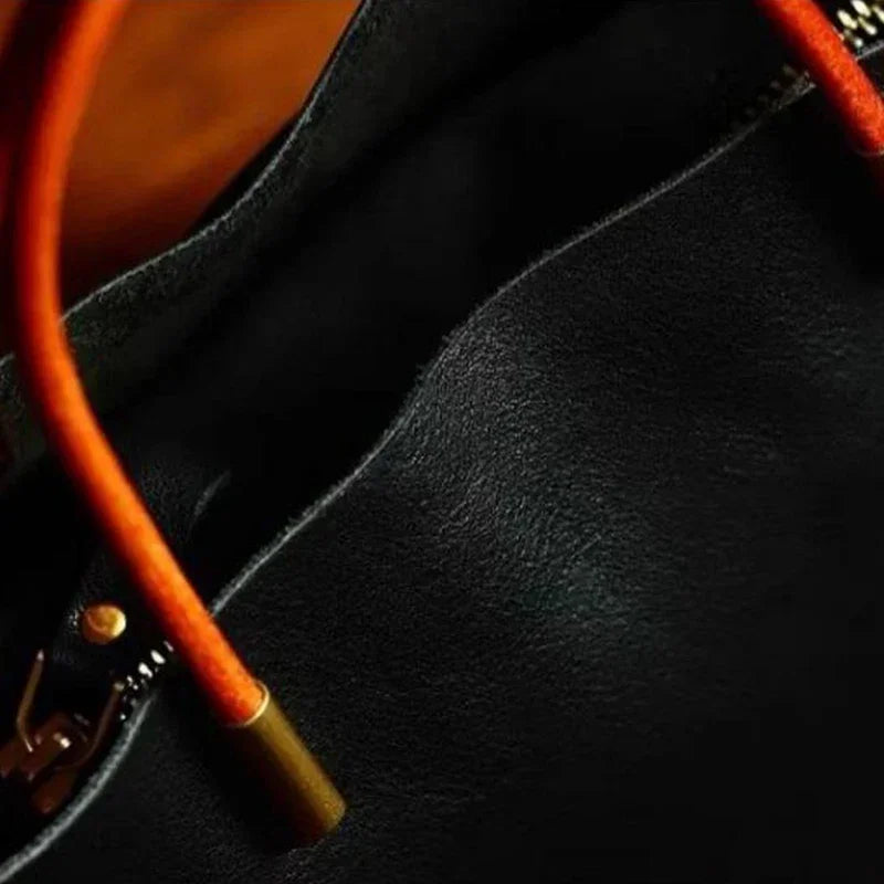 Luxury Leather Green Bucket Bag Retro Metal Handle Large Capacity Tote Bag Fashionable Casual Solid Color Shoulder Bag