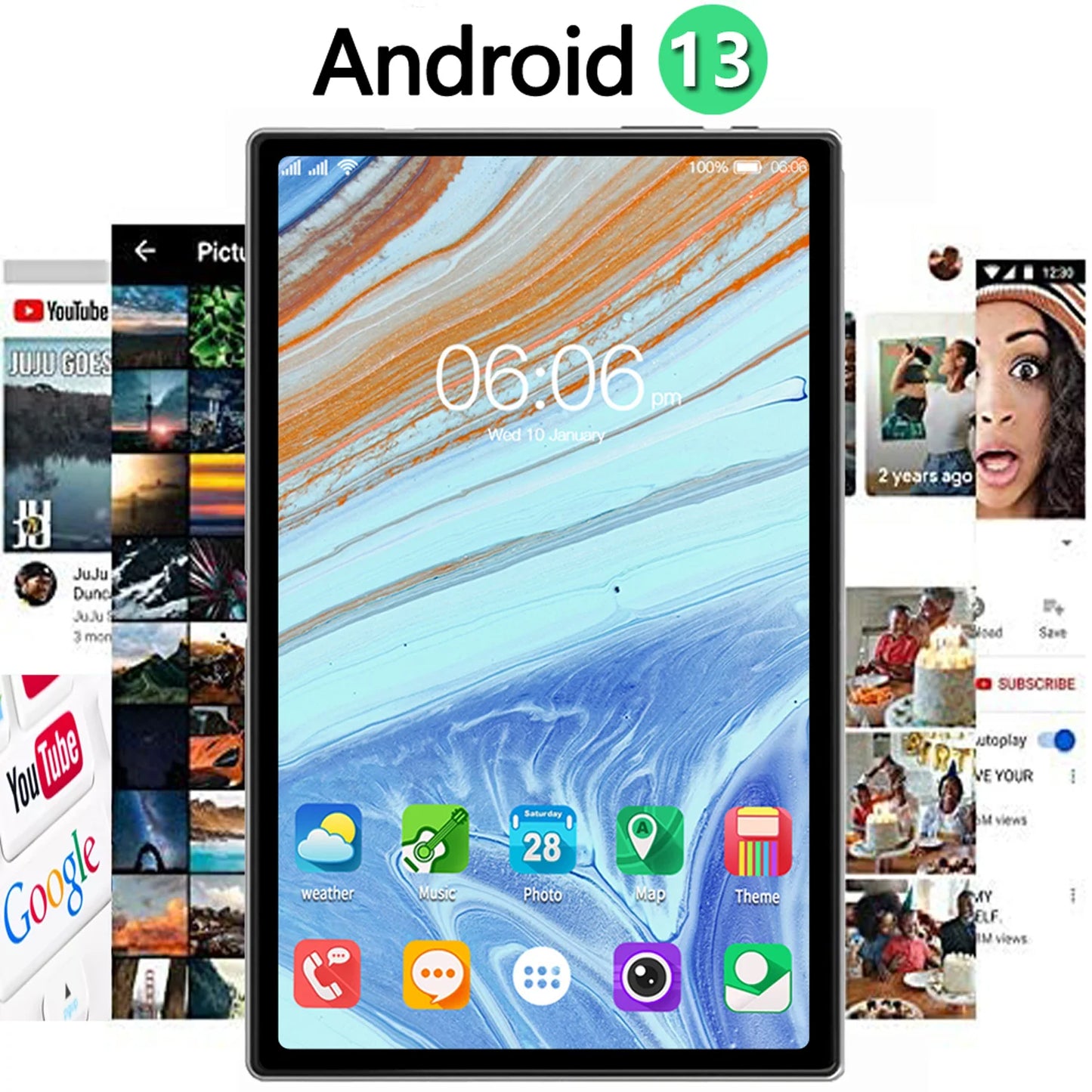 New Upgraded Pad 10.1 Inch Android Tablet Octa Core 4GB+64GB ROM Dual Phone Call WiFi Google Play Tablet PC with Keyboard Case