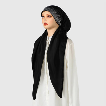 New Muslim Satin Silk Instant Hijabs Scarf Printed Turban Thick Hijab Cap Night Cap Women Ramadan Elastic Satin Hair Bonnet Eid