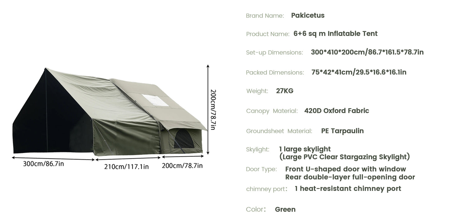 PAKICETUS Inflatable camping tent 4-8 people with windows portable water-resistant camping tent  Four season tents
